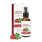 Hagebuttenöl Bio Kaltgepresst, Rosehip Oil, Natural Moisturiser Premium Hagebuttenkernöl, Anti-Aging Anti-Falten-Hagebuttenöl für Gesicht, Haut, Körper, Haare, Hände (1)