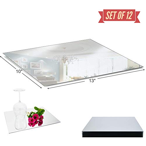 Mirror Plates 10 X 13 Inch With Round Edge (Set Of 12) – Rectangle Glass Mirror Tray, Perfect Base For Wedding Table Centerpieces, Party Decoration, Candles #TOP1