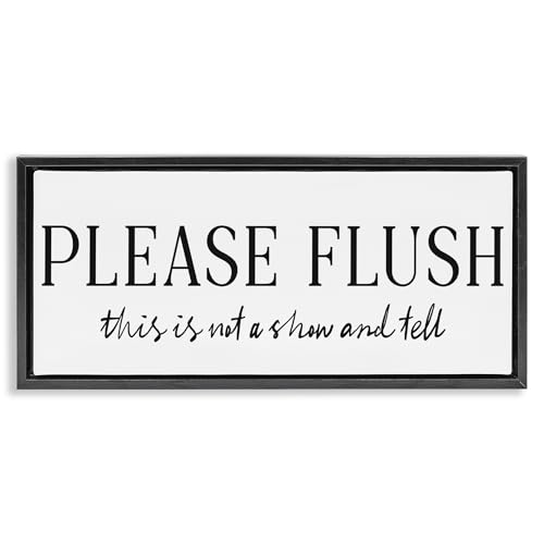 Bathroom Humor Typography Message, 13 x 30 Inch Canvas in Floater Frame