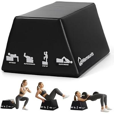 WARMOUNTS Hip Thrust Bench, Multi-Functional Hip Thrust Machine for Strength Training, Glute Bridge Box with Handle, Non-Slip Pad and Smooth Rim Design, for Home and Gym, 700LB Load Capacity