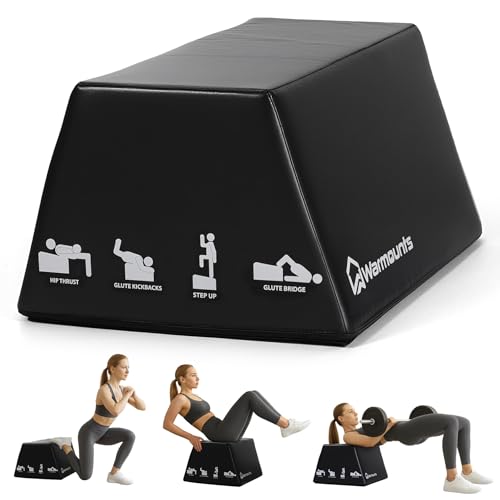 WARMOUNTS Hip Thrust Bench Multi-Functional Hip Thrust Machine for Strength Training Glute Bridge Box with Handle Non-Slip Pad and Smooth Rim Design for Home and Gym 700LB Load Capacity
