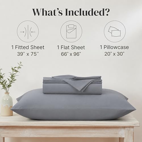 Modern Threads Soft Microfiber Solid Sheets - Luxurious Microfiber Bed Sheets - Includes Flat Sheet, Fitted Sheet with Deep Pockets, & Pillowcases Stone Twin by Modern Threads - Used condition - Image 3