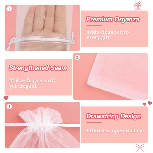 Image of Crweety 50 Pack White Organza Bags 3x4 Inch, Small Mesh Gift Bags for Jewelry Sachet, Elegant Small Mesh Bag Drawstring for Candy Wedding Party Favor, Bridal Shower, Baby Shower & Graduation