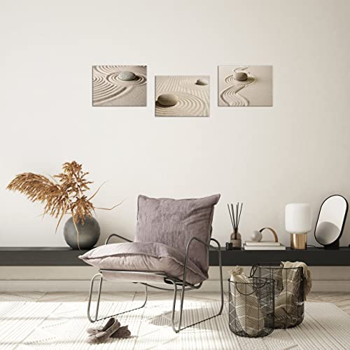 Zen Canvas Wall Art Stone And Sand Wall Decor Peaceful Relaxing Still Life Painting Meditation Poster For Spa Yoga Room Wall Decoration Framed And Stretched Size 12"X16"X3 #TOP4
