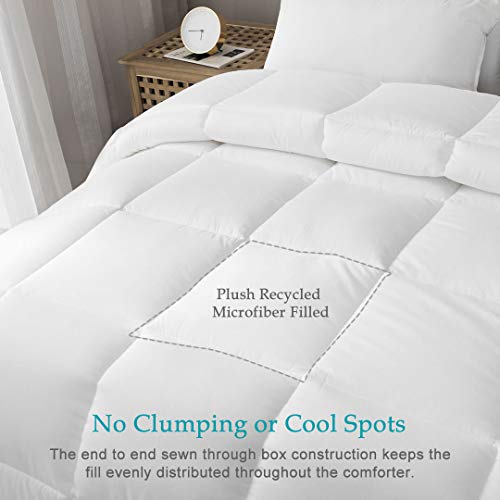 Oaken-Cat 100% Cotton Cover Down Alternative Comforter Queen - All Season Ultra-Soft Skin-Friendly Cloud Breathable Microfiber Comforter Duvet (88X88, White) #TOP5