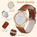 Damenuhr, Damen Analog Quarz Uhr mit Leder Armband, Uhren Damen Einfache Business Klassische Armbanduhr Lässig Quarzuhr Kleideruhr, 3 Zeiger, 39 mm Gehäusegröße – Bild 3