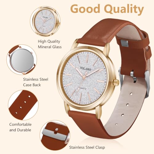 Damenuhr, Damen Analog Quarz Uhr mit Leder Armband, Uhren Damen Einfache Business Klassische Armbanduhr Lässig Quarzuhr Kleideruhr, 3 Zeiger, 39 mm Gehäusegröße – Bild 4