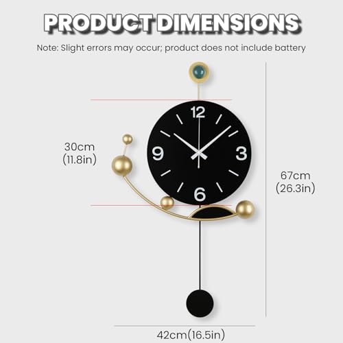 Horloge murale décorative en métal avec pendule autonome qui fonctionne à piles