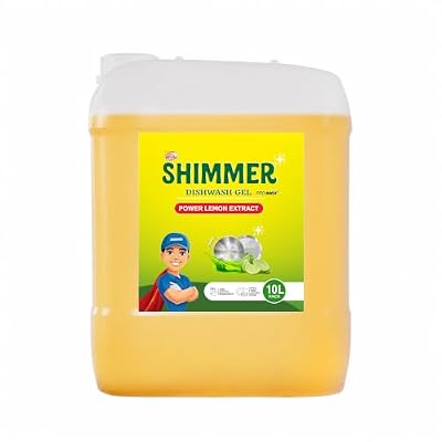 Shimmer Pro Max Dishwash Gel - 10L | Professional Formula | Mega Refill Pack for Heavy Usage | Removes Tough Oil & Food Residue | Lemon Fresh