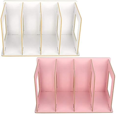 Freestanding 4 Section Wooden Desk Storage Organizer DIY Bookshelf Rack Countertop Books DVD Magazine Office Display Holder for Home Office(White)