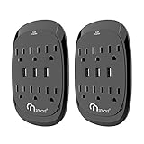 ONSMART USB Wall Tap Surge Protector with 6 outlets 3 USB, 3.4A Output, Portable Wall-Mount Socket, 300J Surge Protection & Smart Charging for Home- Office- Kitchen- Travel (2 Pack)