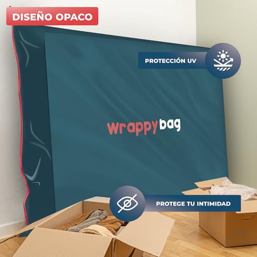 Miniatura 6 de Wrappybag Funda Protectora Opaca De Plástico Para Colchones 5 Tamaños Disponibles Saco De Almacenamiento Impermeable Y Resistente A Desgarros Para Mudanza, Almacenaje Y Transporte