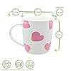 Nicola Spring 350ml Simply Home Stoneware Mugs - White & Pink Hearts - 6X Large Reusable Cute Ceramic Coloured Coffee Latte Hot Drinks Tea Cups Set with Handle | Gifts for Men & Women #2