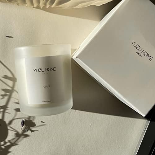 Tulum by Yuzu Home Candle, Vanilla, Lavender & Lemon Scented Candle, Luxury Candle Ideal for Gifting, Vegan & Cruelty Free, Soy Wax, Vanilla Candle with 60H Burning Time, 220g Large Candle