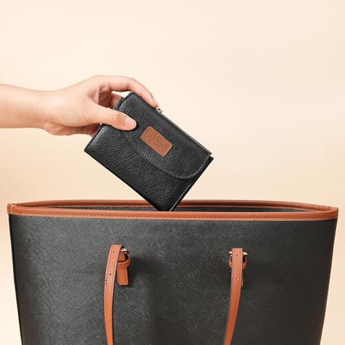Image of SENDEFN Small Womens Wallet RFID Blocking Double Zipper Pocket Card Holder Purse
