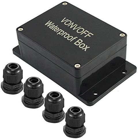 VONVOFF DIY Electrical Box , Universal Junction Box ,Dustproof Waterproof IP65 ABS Plastic Box ,Enclosure with Fixed Hole and 4pcs x M16 Cable Gland ,3.94 x 2.68 x 1.97 inch (100 x 68 x 50 mm) (black)