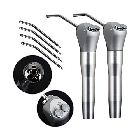 TDOU 2PCS Dental Air Water Spray Syringe Triple 3 Way 2 Nozzles Tips Metal Handle + 4Pcs Metal Alloy Nozzles/Tips/Tube Cover