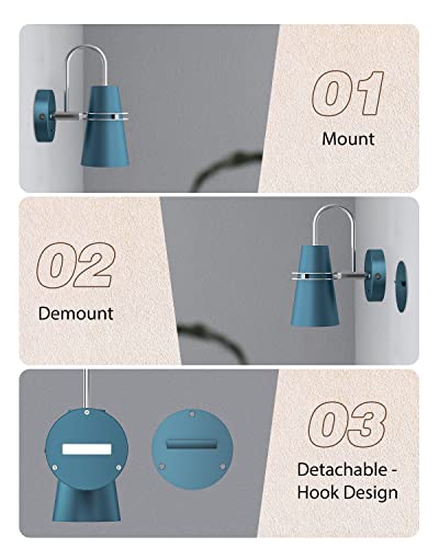 Tacahe Battery Operated Wall Sconce, Set Of 1-5200 Mah Recharge Battery - 3000K & 4000K & 6000K Ct- Dimmable Wall Light With Remote & Touch Control - No Hardwired Needed - 3 Watt - Blue (1 Pack) #TOP5