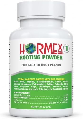 Hormex Rooting Powder #1 - for Easy to Root Plants - 0.1 IBA Rooting Hormone for Plant Cuttings - Fast & Effective - Free of Alcohol, Dye, Gel & Preservatives for Healthier Roots, 21g
