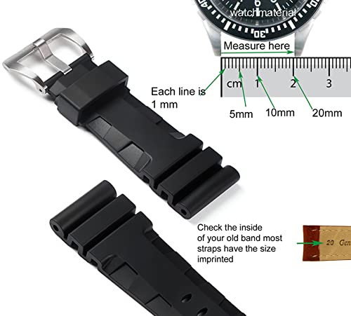 Nice Pies Men's Soft Silicone Watch Band Military Strong Rubber Replacement Watch Strap With Stainless Steel Wide Buckle Waterproof Sport Strap Black 24Mm 26Mm（Black Buckle 24Mm） #TOP5