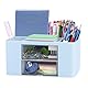 SYJINHUASY Multifunktionaler Schreibtisch Organizer, Kompakter Büroorganizer mit 5 Fächern & 2 Schubladen,Plastik Tisch Organizer für Büro Zuhause Schule (Blue-A)