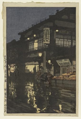 Póster de lienzo Kagurazaka Street After a Night Rain, cuadro de Yoshida Hiroshi, 60x90cm