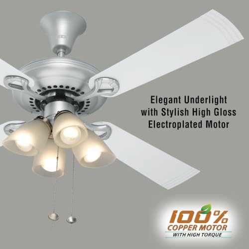 Image of USHA Fontana Lotus 1230mm BLDC Ceiling Fan with Decorative Lights|BEE 5 Star Rated|100% Copper Motor |RF Remote, High Air Delivery|3Y Motor & 2YPCB Warranty|(Golden Ivory) Pack of 1|Free Installation