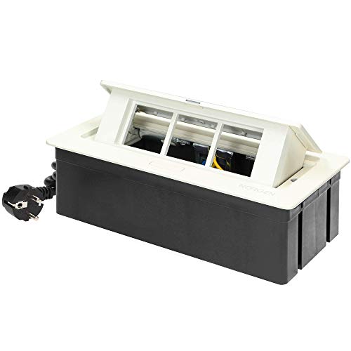 Norgen Noen - Regleta Retráctil Empotrable para Enchufes Modulares (Blanco)