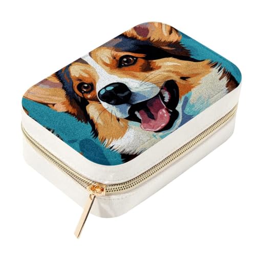 Boîte à bijoux Corgi compacte porte-collier zippé 15cm