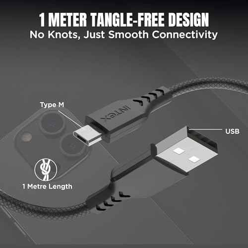 Image of Intex Speed 3A USB to Micro Fast Charging Cable Output Cable, 480mbps, Data Sync, Strong PVC Cable for Mobile, Neckband, Compatible with Micro Devices - Black