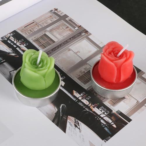 PACKOVE ロマンティックなバラ形のティーライトキャンドル 12個セット 赤色 パラフィン製煙が出にくく長時間燃焼 結婚式やパーティーの室内装飾に最適