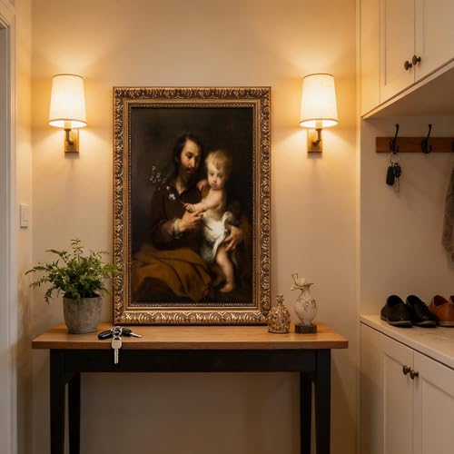 Toile de Saint Joseph et Jésus cadre suspendu premium - 5