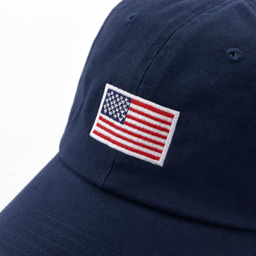 Image of USA Flag & Embroidery Premium 100% Cotton Low Profile Adjustable Baseball Dad Cap