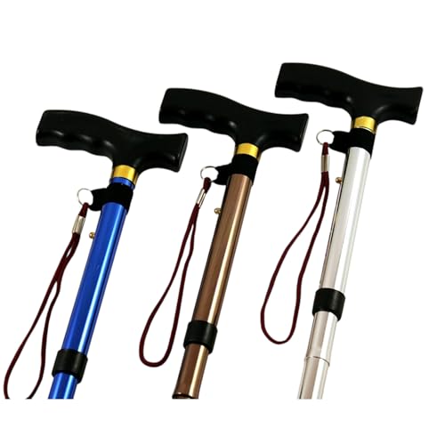 Bastone Pieghevole da Passeggio per Anziani in Alluminio - Bastone Regolabile e Leggero, con borsa trasporto apertura automatica (Argento)