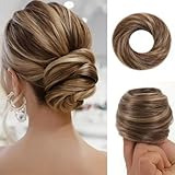 Moño, extensión de cabello recogido para mujer y niña (castaño medio/rubio oscuro)