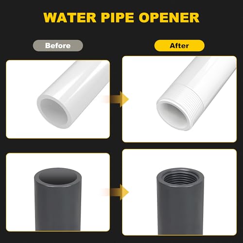 Image of 2PCS Pipe Threading Tool, Integrated Internal & External Pipe Threading Tool - 1 /2 inch & 3 /4 inch Pipe Threading Tool Set for Electric Drill - PVC & Plastic Pipe Tool for DIY Home Repair