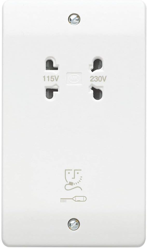 Logic Plus 2-Gang Dual Voltage Shaver Socket 115 / 230V White