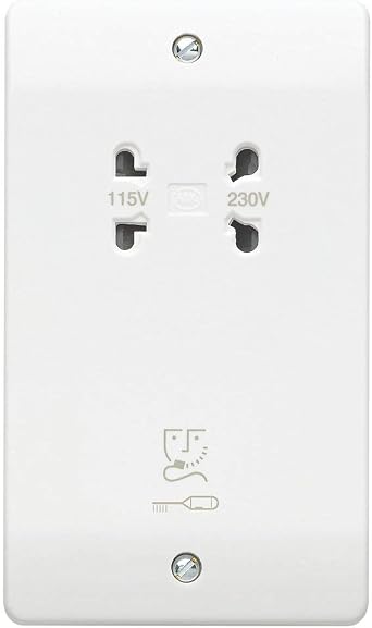 MK Logic Plus 2-Gang Dual Voltage Shaver Socket 115 / 230V White