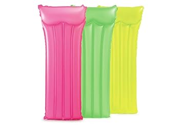 Inflatable Floating Lounger with Headrest for Adult | Air Bed Blow Up Pool Party Rider for Water Games, Slides, Outdoor Summer Fun (Kids Age 6+) (Neon Forest Mat)- Pack of 1