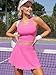 ATTRACO Tennis Outfits for Women 2 Piece Set Sport Dress Scalloped Tennis Dress Hot Pink S