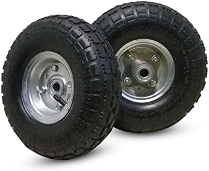 MxMan Wheelbarrow Wheel Replacement - 2 Pack 10" 4.10/3.50 x 100mm Replacement Pneumatic Wheels and Tyres - For Folding Hand Truck & Trolley Wheels - Sack Barrow Wheels Easily Fit - British Brand