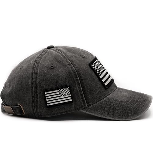 MASHBILL American Flag Baseball Cap - Super Soft Distressed Grey Dad Hat for Men Women - Adjustable Fit with Embroidered USA Patches - One Size Fits Most - Image 4