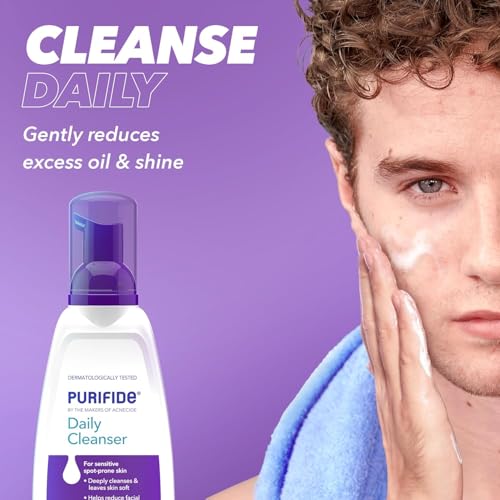 Purifide by Acnecide Daily Cleanser Acne Face Wash for Spot Prone Skin & Blemish Control, For Women and Men, Pack of 4 Items (4 x 235ml)