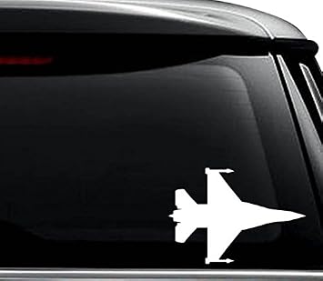 F-16 Fighting Falcon Jet Plane Decal Sticker For Use On Laptop, Helmet, Car, Truck, Motorcycle, Windows, Bumper, Wall, and Decor Size- [8 inch] / [20 cm] Wide / Color- Matte Black