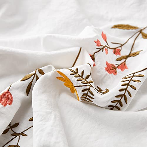 Flower Body Pillow Cover White Body Pillow Cover Soft Washed Microfiber Embroidered Flower Pattern Farmhouse Boho Body Pillow Cover With Pocket Closure(Body,White Flower) #TOP2