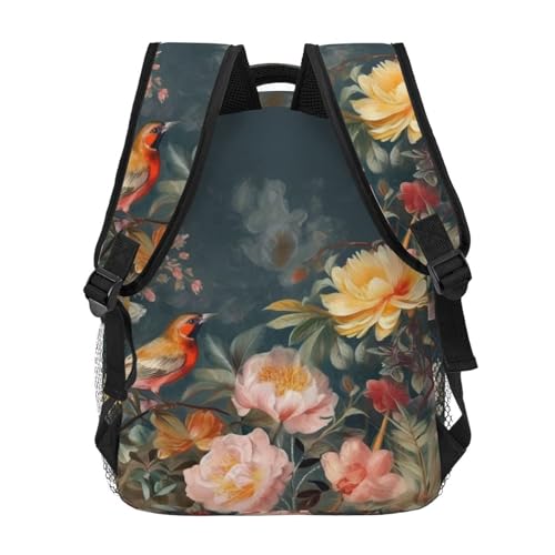 Sac à dos décontracté avec imprimé oiseaux et fleurs de haute qualité - 4