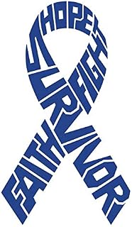 Survivor Colorectal Cancer Ribbon Decal |Blue | Made in USA by Foxtail Decals | for Car Windows, Tablets, Laptops, Water Bottles, etc. | 2.6 x 4.5 inch