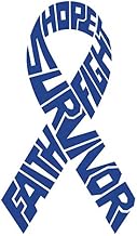 Survivor Colorectal Cancer Ribbon Decal |Blue | Made in USA by Foxtail Decals | for Car Windows, Tablets, Laptops, Water Bottles, etc. | 2.6 x 4.5 inch