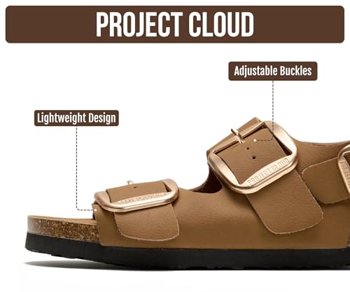 Image of Project Cloud 100% Genuine Leather Beach Sandals for Women 2026 with Lightweight & Comfortable Slides for Women - Non Slip with Memory Foam Slingback Womens Sandals 2026 (Garda)