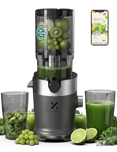 ZACHVO Entsafter, Slow Juicer mit 130mm Breite Fütterungsröhre für Ganze Gemüse und Obst Testsieger, Tritan BPA-frei, 220W Saftpresse Elektrisch, Leicht zu Reinigender Juicer, Inkl. Saftrezepte